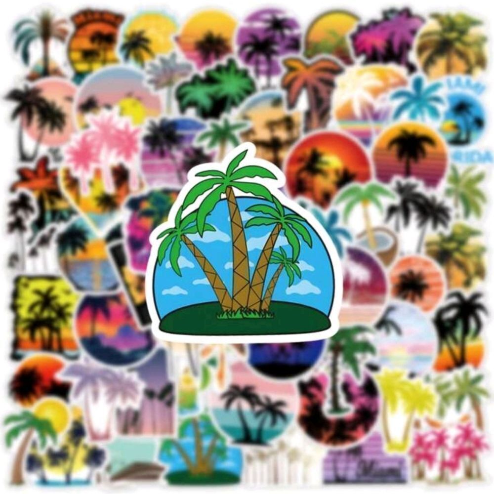 Colorful Palm Tree Stickers - Picture 4 of 6